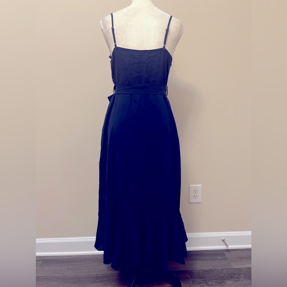 Navy Blue Ruffled Spaghetti Strap Dress - Picture 3 of 3